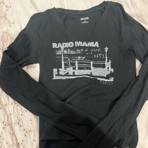 Hollister Black Ribbed Long Sleeve Tee